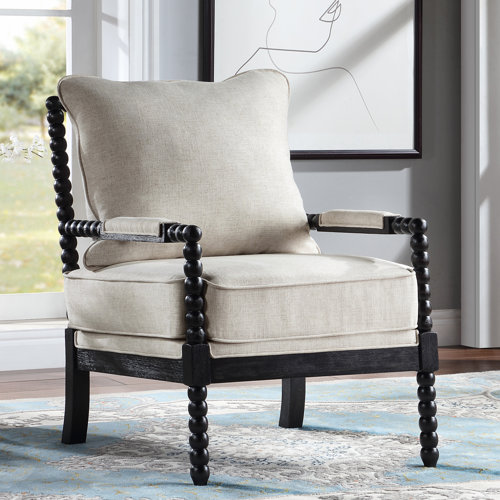 Lorentz Modern Farmhouse Accent Chair 25.5" Wide Chenille with Turned Wood and Solid Frame